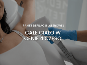 pakiet roczny depilacji laserowej dla kobiet na całe ciało w cenie 4 części