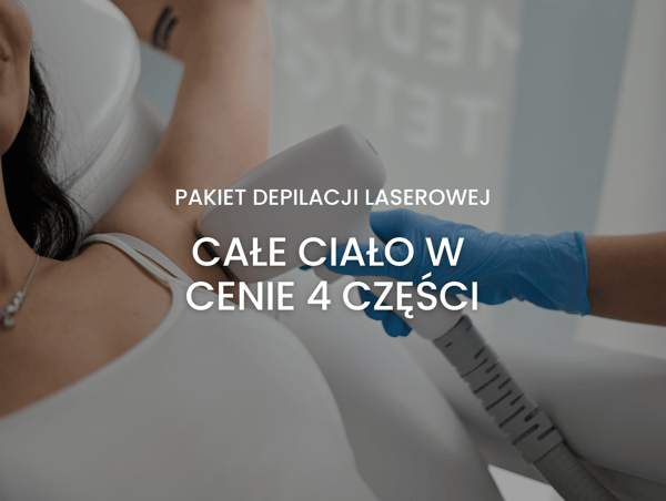 pakiet roczny depilacji laserowej dla kobiet na całe ciało w cenie 4 części
