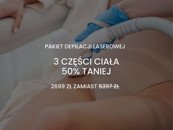 Oszczędź aż 50% i zyskaj gładką skórę bez golenia! Roczny pakiet na 3 dowolne partie ciała kupisz teraz za 2699 zł zamiast 5397 zł.